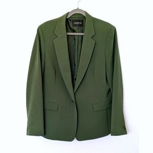 Lafayette 148 New York Lyndon Blazer Olive Green Finesse Crepe Size 16